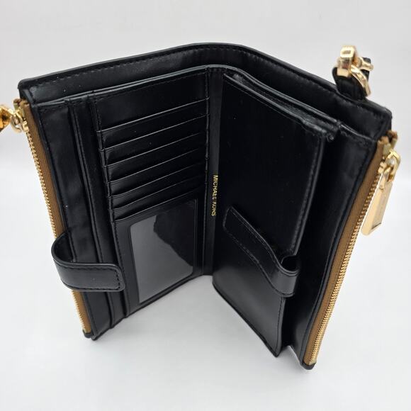 Michael Kors Wristlet Double Zip Brown Monogram Jet Set 7.5" x 4.5" - Picture 10 of 12